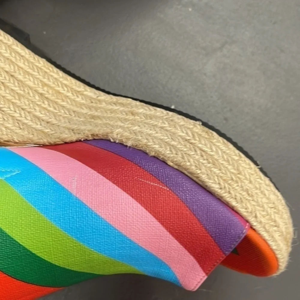 J Renee Prys rainbow striped wedge sandal